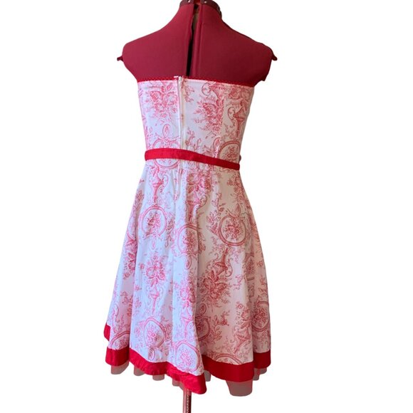 LE CHATEAU - Tube dress pleated skirt with tule lined white / red - medium - Picture 7 of 16